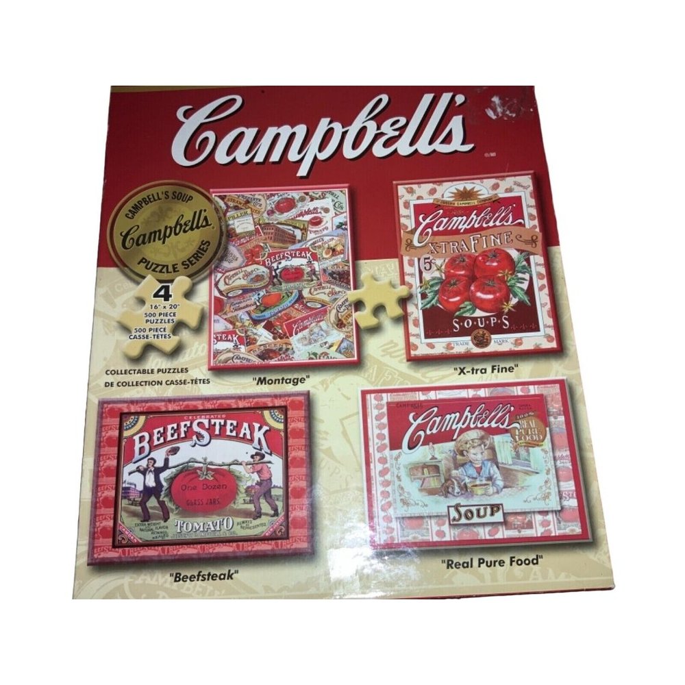 Campbells Soup 4 Collectible Jigsaw 500 Piece Puzzles  2005